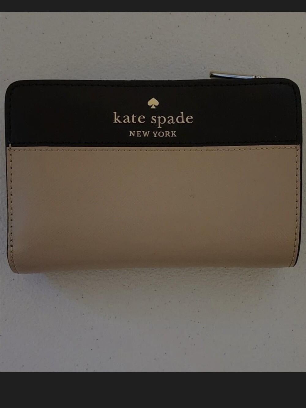 Kate spade Staci Colorblock Small Zip Around Wallet Warm Beige Black